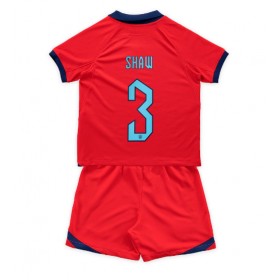 England Luke Shaw #3 Borta Kläder Barn VM 2022 Kortärmad (+ Korta byxor)